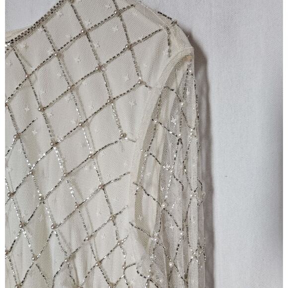 Ivy City Co Gatsby Dress In White Cream Size XL Retro Winter Wedding NWT Bride - Picture 11 of 15